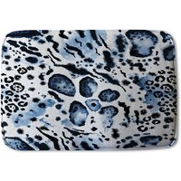 Benjamin Tate Design Blue Leopard Print Designer Bathmat