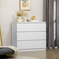 HOMCOM Chest of Drawers, 3 Drawer Storage Cabinet Unit for Bedroom in White