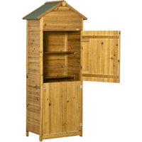 OUTSUNNY Wood Garden Storage Shed Tool Cabinet w/ Roof in Natural
