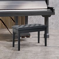 HOMCOM Classic Piano Bench Padded Seat Makeup Stool Solid Wood Wooden in Black