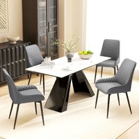 HOMCOM Set Of 2 Quilted PU Leather Dining Chairs w/ Metal Frame 4 Legs Executive Grey