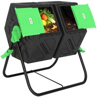 OUTSUNNY 130L Compost Bin Dual Chamber Rotating Composter w/ Ventilation Holes in Green