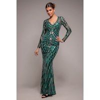 Geo Sequin Long Sleeve Maxi Dress