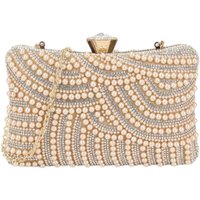 D2C Women's Pearl Embellished Clutch Bag in Rose Gold