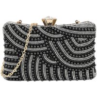 D2C Women's Pearl Embellished Clutch Bag in Black