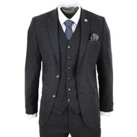 3 Piece Wool Tweed Vintage Retro Suit True 36R