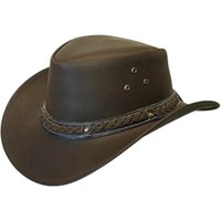 Infinity Leather Cowboy Outback Real Leather Aussie Bush Hat in Brown | Size: Small