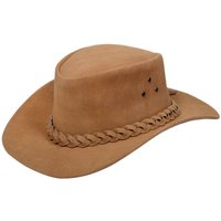 Infinity Leather Cowboy Outback Suede Aussie Bush Hat in Tan | Size: Large