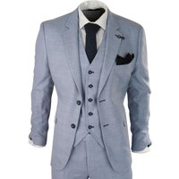 3 Piece Linen Suit Summer Tailored Fit Wedding Prom Classic Suit 48R