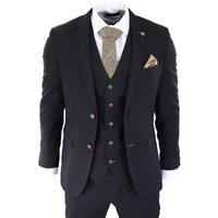 3 piece Suit Trim Classic Birdseye Vintage Wedding Grooms True 36R