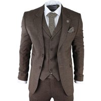 3 Piece Tweed Herringbone Suit Peaky Blinders Classic Tailored 48R