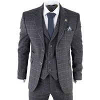 Check 3 Piece Tweed Suit Peaky Blinders 1920s Gatsby Tailored Fit 40R