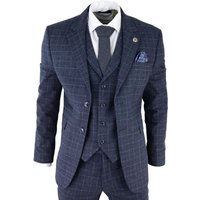 Check 3 Piece Tweed Suit Peaky Blinders 1920s Gatsby Tailored Fit 44R