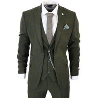 3 Piece Wool Suit Tweed Check Peaky Blinders 1920 Gatsby Formal 40R