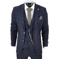 3 Piece Wool Suit Tweed Check Peaky Blinders 1920 Gatsby Formal 50R