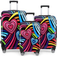 Infinity Leather Printed Hard Shell Dual 4 Wheel Luggage Suitcase in Black | Size: Small