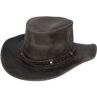 Infinity Leather Cowboy Aussie Real Leather Bush Hat in Black | Size: 2XL