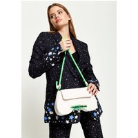 House of Holland Women's Saddle Bag White & Neon Green With Quilted Logo