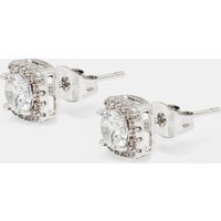7mm Iced Cluster Stud Earrings Metallic