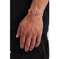 Multi Gemstone Motif Bracelet 10mm Metallic inches
