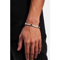 Motif Tennis Bracelet White 5mm Metallic Silver inches
