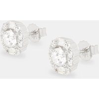 Round Baguette Cluster Stud Earrings 9mm Metallic