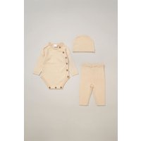 3 Piece Knit Bodysuit Leggings & Hat Set m