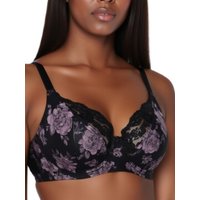 Gemm Women's Full Cup Floral Bra in Black | Size: 38E