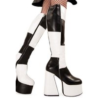 Lamoda Women's Runway BlackPU WhitePU Platform Knee High Boots Trendy Streetwear | Size: 3