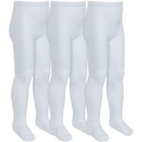 Sock Snob Girl's 3 Pack Soft Plain Bamboo School Tights in White | Size: 3-4 Years