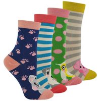Miss Sparrow Girl's 4 Pack Novelty Bamboo Socks in a Gift Box | Size: 2-3 Years