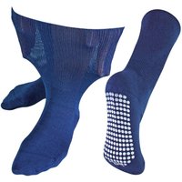 Dr.Socks Men's 1 Pack Extra Wide Bamboo Oedema Socks with Grips in Navy | Size: 12-14