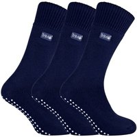THMO Men's 3 Pairs Thermal Indoor Slipper Socks with Grips in Navy | Size: 6-11