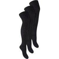 Steven Women's 3 Pairs Extra Long Thigh High Over The Knee Wool Socks in Black | Size: 6-8