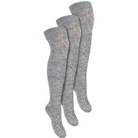 Steven Women's 3 Pairs Extra Long Thigh High Over The Knee Wool Socks in Grey | Size: 6-8