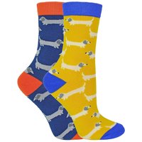 Miss Sparrow Boy's 2 Pack Animal Pattern Soft Breathable Bamboo Socks in Blue | Size: 2-3 Years