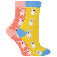 Miss Sparrow Girl's 2 Pack Animal Pattern Soft Breathable Bamboo Socks in Copper | Size: 4-6 Years