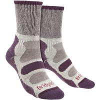 Bridgedale Women's Hiking Lightweight Cotton Cool Cushioned Boot Socks in Purple | Size: 7-8