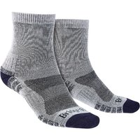 Bridgedale Men's Hiking Lightweight Merino Wool Performance 3/4 Crew Socks in Silver | Size: 6-8