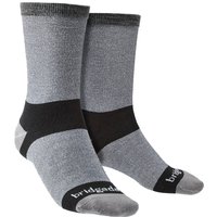 Bridgedale Men's 2 Pairs Liner Base Layer Coolmax Liner Boot Socks in Grey | Size: 6-8