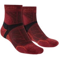 Bridgedale Men's Trail Running Lightweight T2 Merino Wool Sport 3/4 Crew Socks in Burgundy | Size: 12-14