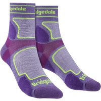 Bridgedale Women's Trail Running Ultralight T2 Coolmax Sport 3/4 Crew Socks in Purple | Size: 3-4.5
