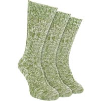 Sock Snob Men's 3 Pack Warm 100% Wool Ribbed Socks with Reinforced Heel & Toe in Green | Size: 6-11