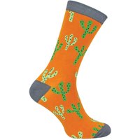 Miss Sparrow Men's 1 Pack Mustard Cactus Soft Bamboo Socks in Yellow | Size: 6-11