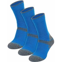 COMODO Girl's 3 Pack Merino Wool Hiking Socks | Anti Blister Socks in Blue | Size: 4-6 Years