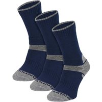 COMODO Girl's 3 Pack Merino Wool Hiking Socks | Anti Blister Socks in Navy | Size: 11-13 Years