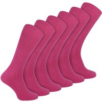 Sock Snob Men's 6 Pairs Plain Coloured Cotton Rich Ribbed Dress Socks in Pink | Size: 6-11