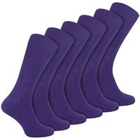 Sock Snob Men's 6 Pairs Plain Coloured Cotton Rich Ribbed Dress Socks in Purple | Size: 6-11