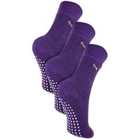 THMO Boy's 1 Pack Indoor Thermal Slipper Socks with Grips in Purple | Size: 4-6 Years