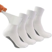 Dr.Socks Women's 4 Pack Short Bamboo Diabetic Socks With Grips & Women in White | Size: 4-7